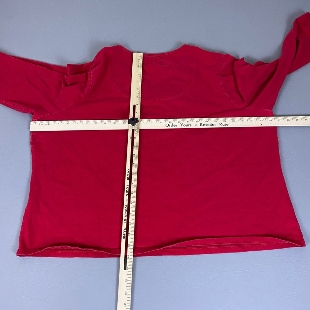 CJ Banks T-Shirt Plus Size 2X Red Long Sleeve V-Neck Embellished Cotton Stretch - Picture 6 of 9